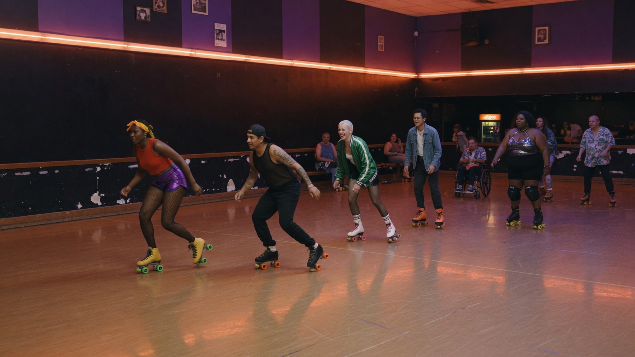 Volunteers and skaters at an event